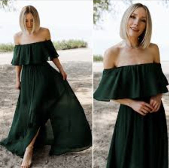 Baltic Born Dresses & Skirts - NWT BALTIC BORN HUNTER GREEN OFF SHOULDER DRESS